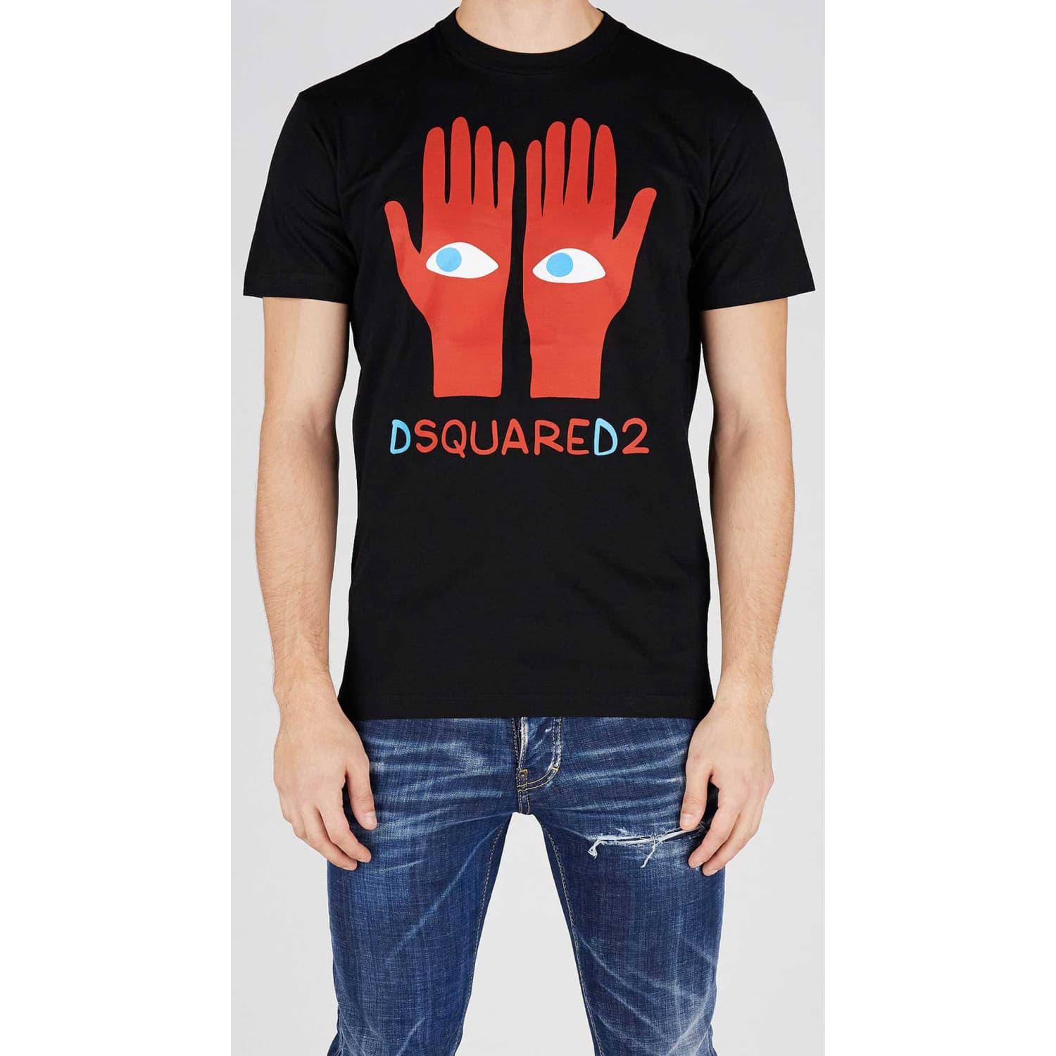DSquared² T-shirt With Graphic Hand Print – S, Black for Men | Lyst