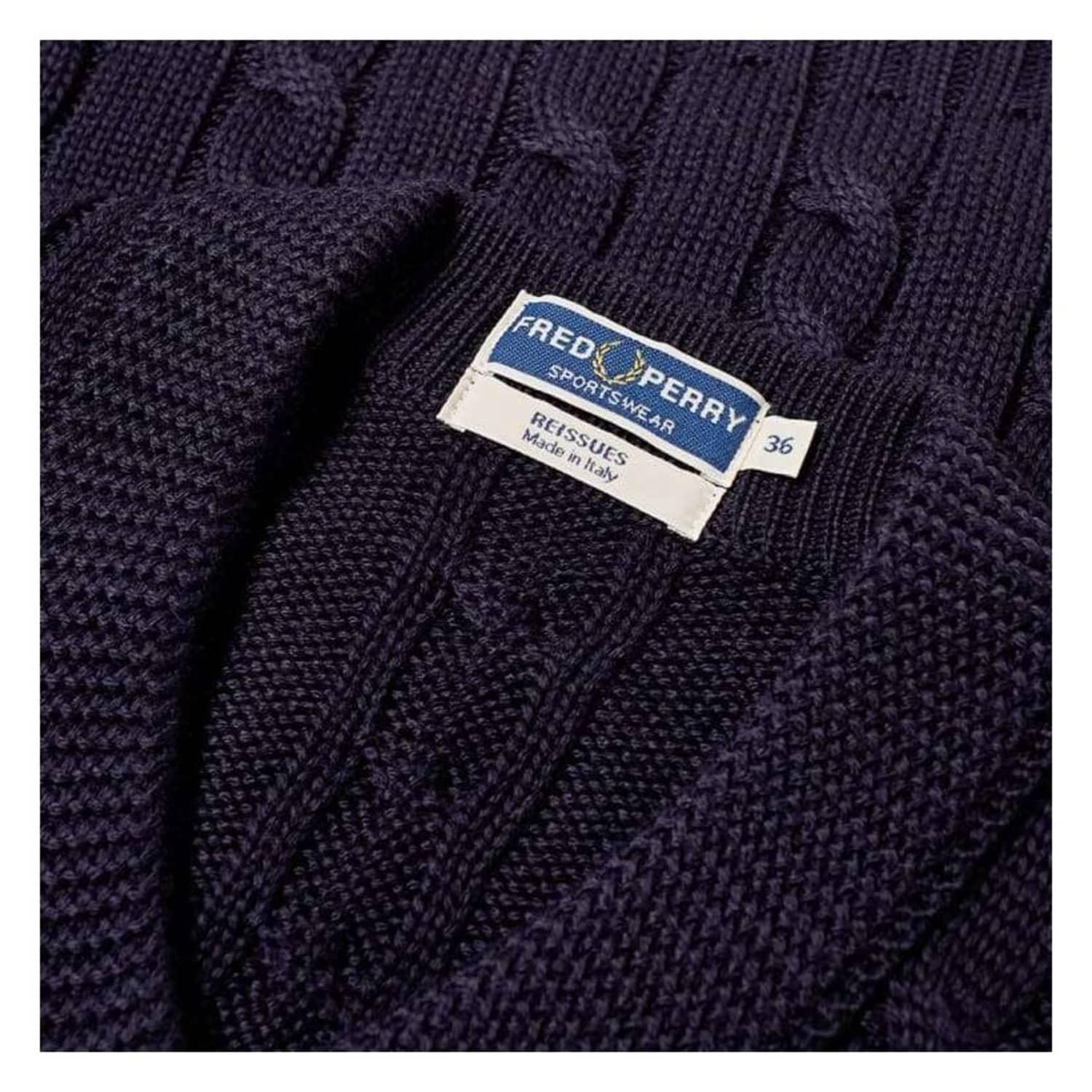 Fred Perry Blue K4311 608 V Neck Cable Knit Jumper for Men | Lyst