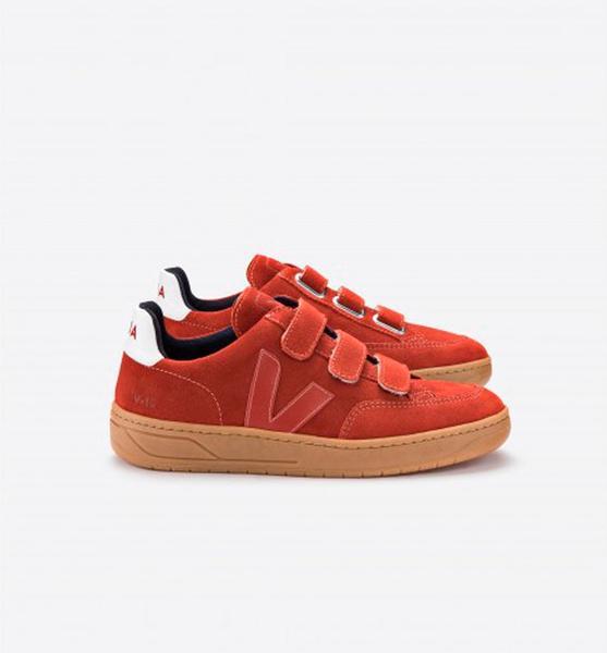 Veja V 12 Rust Red Velcro Suede Rouille Sneakers | Lyst