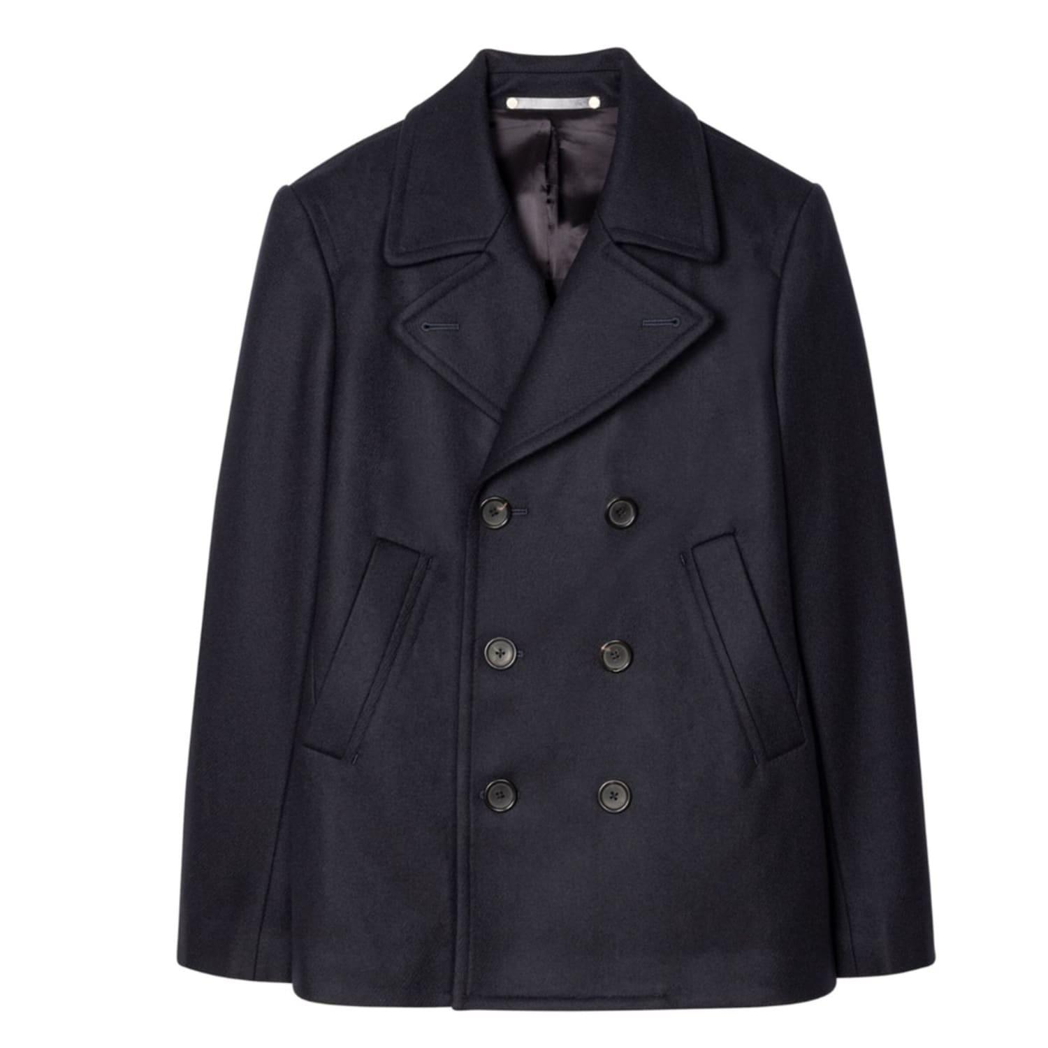 PS by Paul Smith Wool-cashmere Pea Coat in Blue for Men | Lyst
