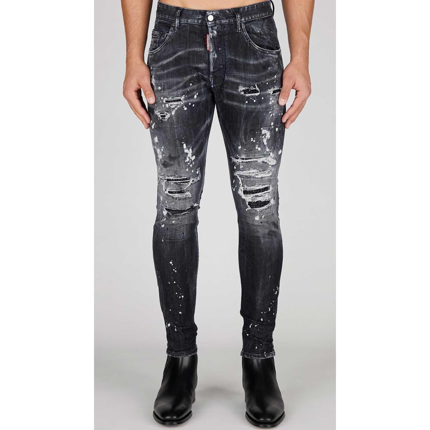 DSquared² Super Twinky Jeans With Details Of Black Crystals in