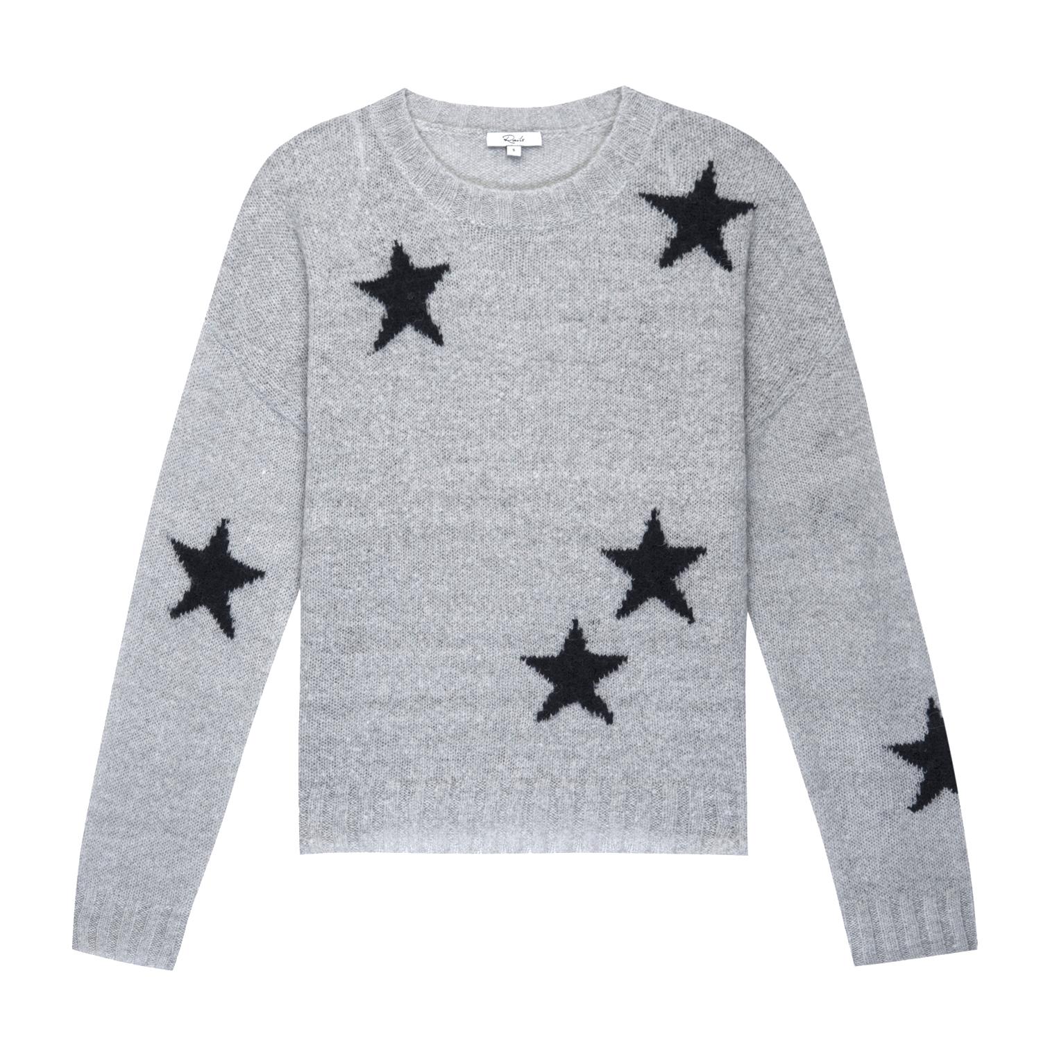 gray sweater with stars