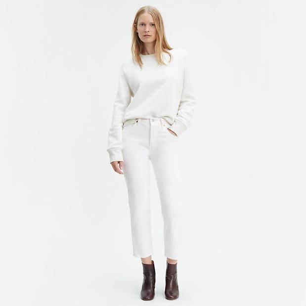 Levi's In The Clouds 501 Crop Jeans in White | Lyst