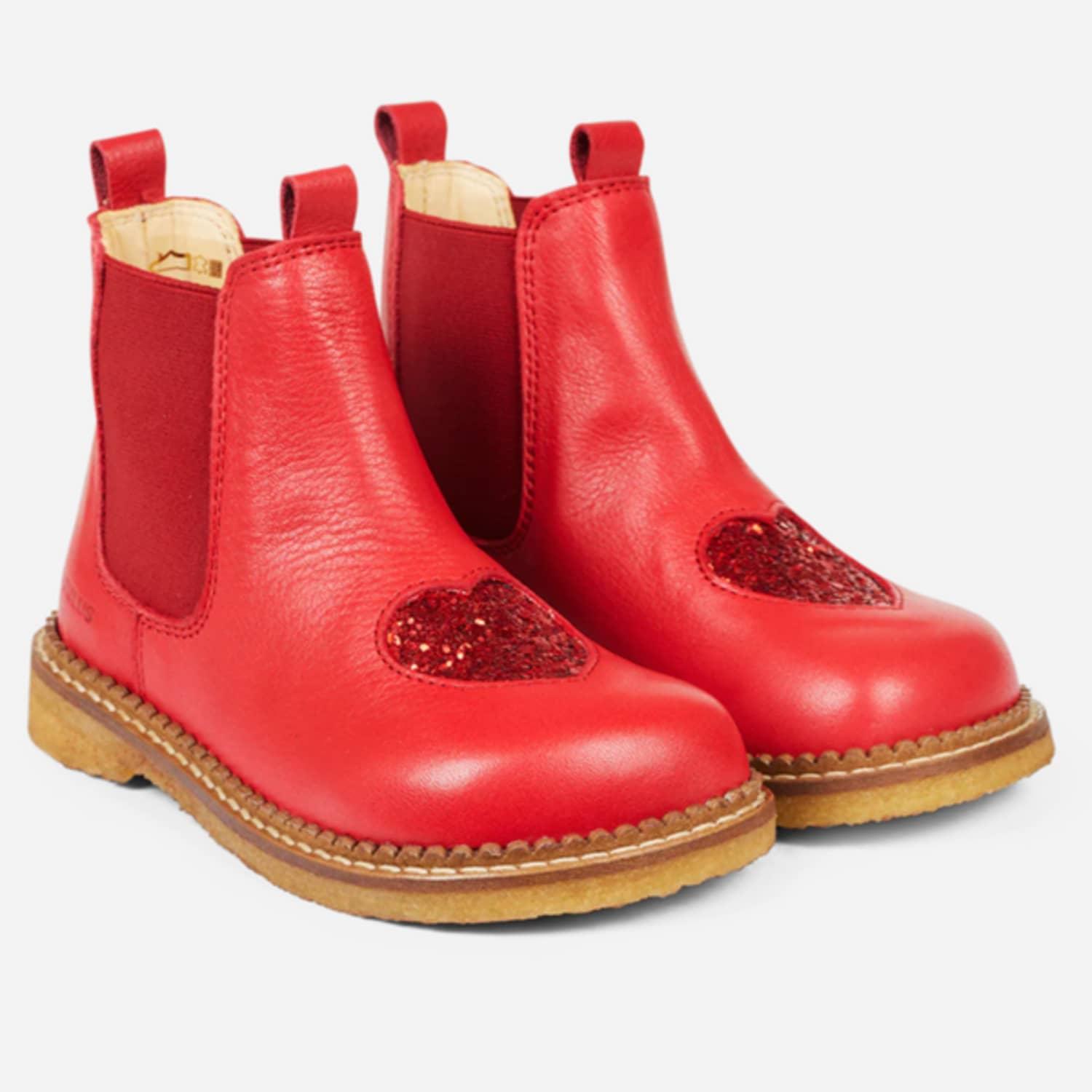 ANGULUS Chelsea Boot With Glitter Heart in Red | Lyst