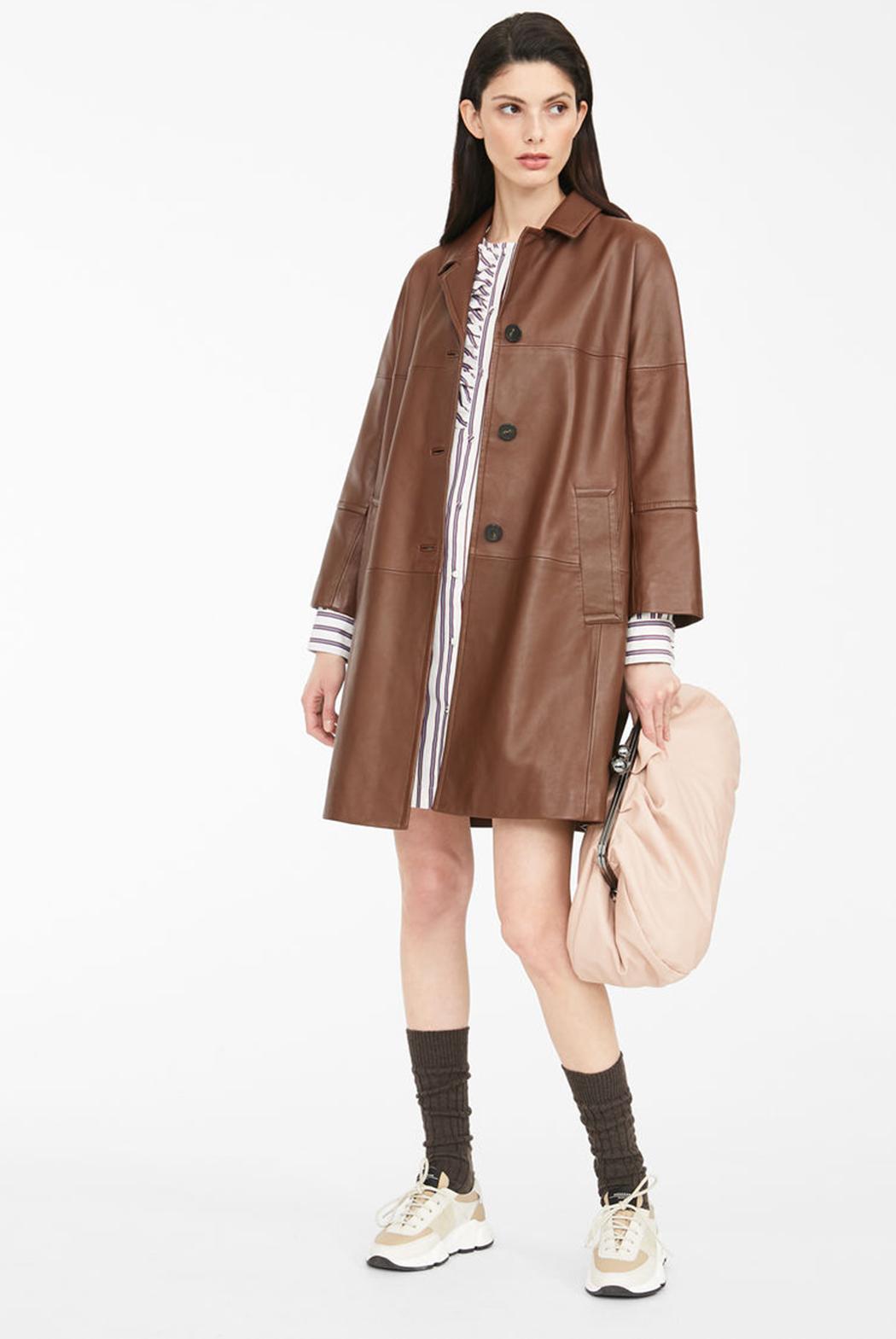 Weekend by Maxmara Civada Nappa Leather Duster Coat in Brown | Lyst