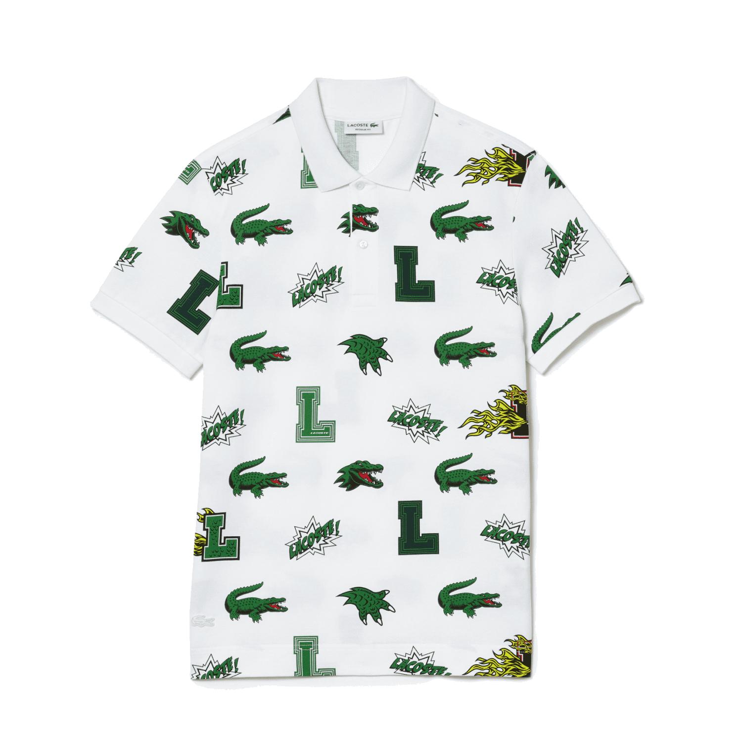 Lacoste Holiday Regular Fit Polo Shirt Crocodile Print White in Green for  Men | Lyst