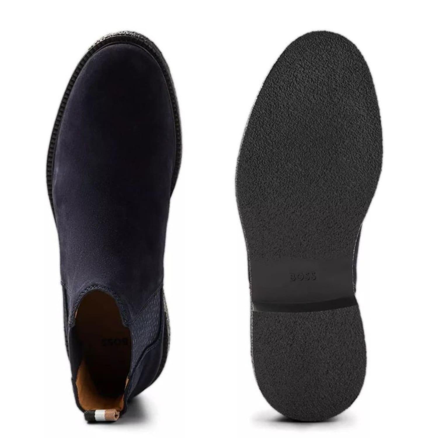 BOSS Dark Blue Tunley Chelsea Boots for Men | Lyst