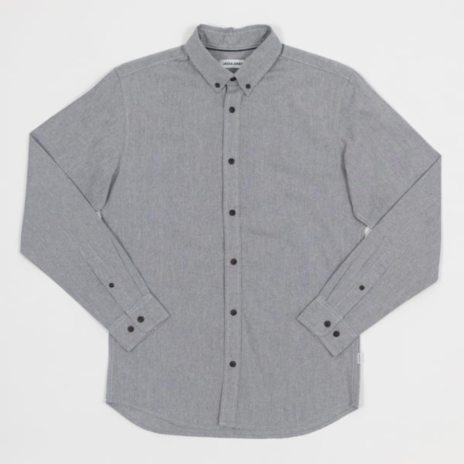 Jack & Jones Detail Oxford Shirt In Chambray Grey in Gray for Men | Lyst
