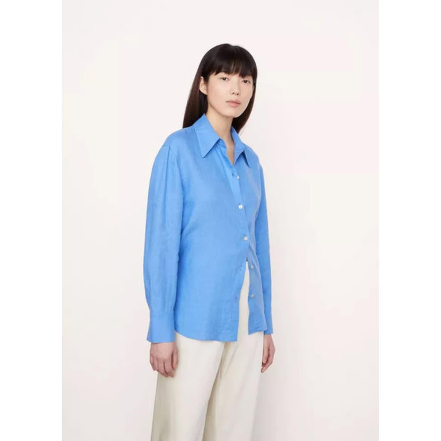 Vince Linen Shirt Relaxed Buttondown in Blue Lyst