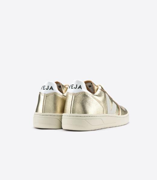 Veja Gold V 10 Leather Trainers in 