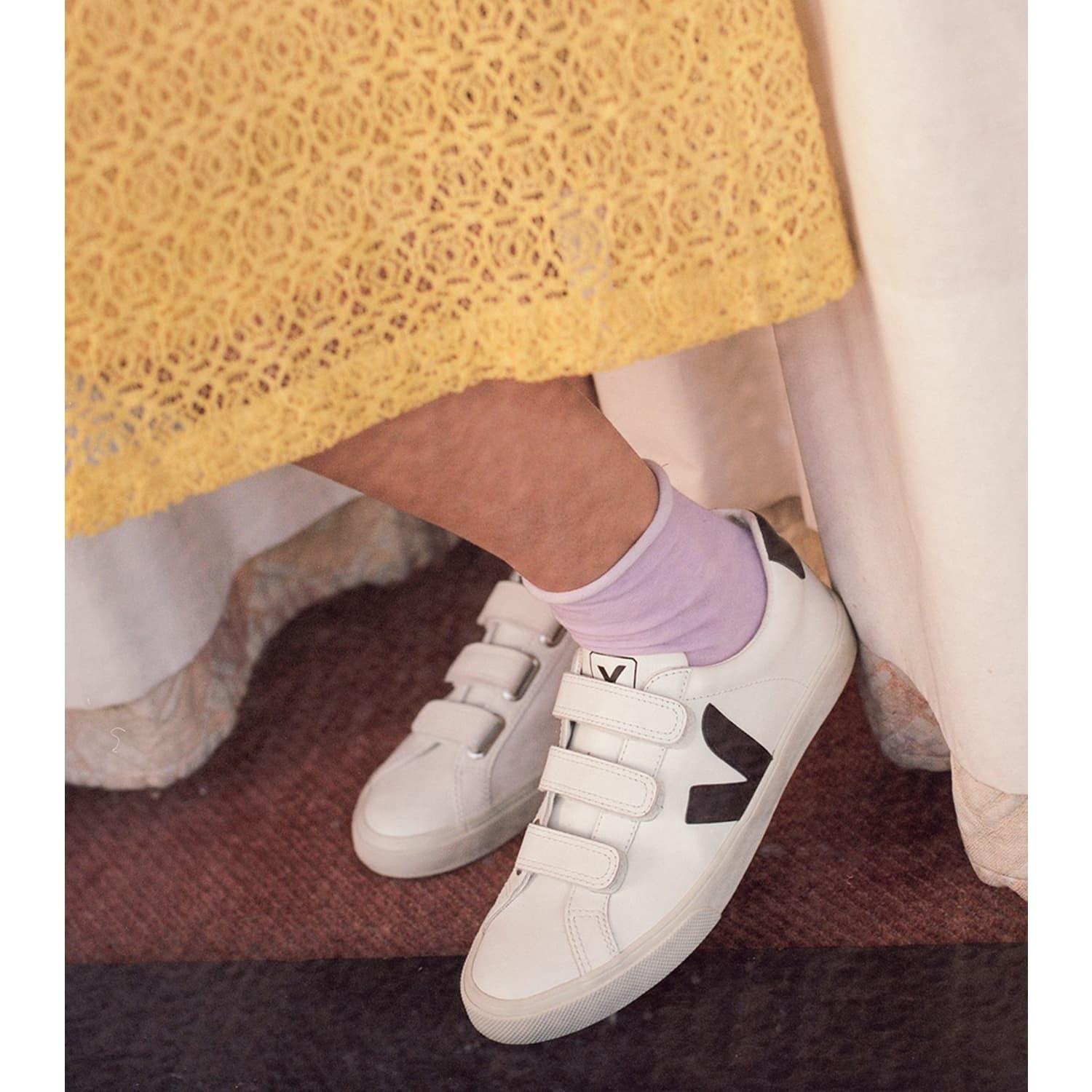 Veja Extra White And Black Leather Esplar 3 Lock Sneakers Lyst