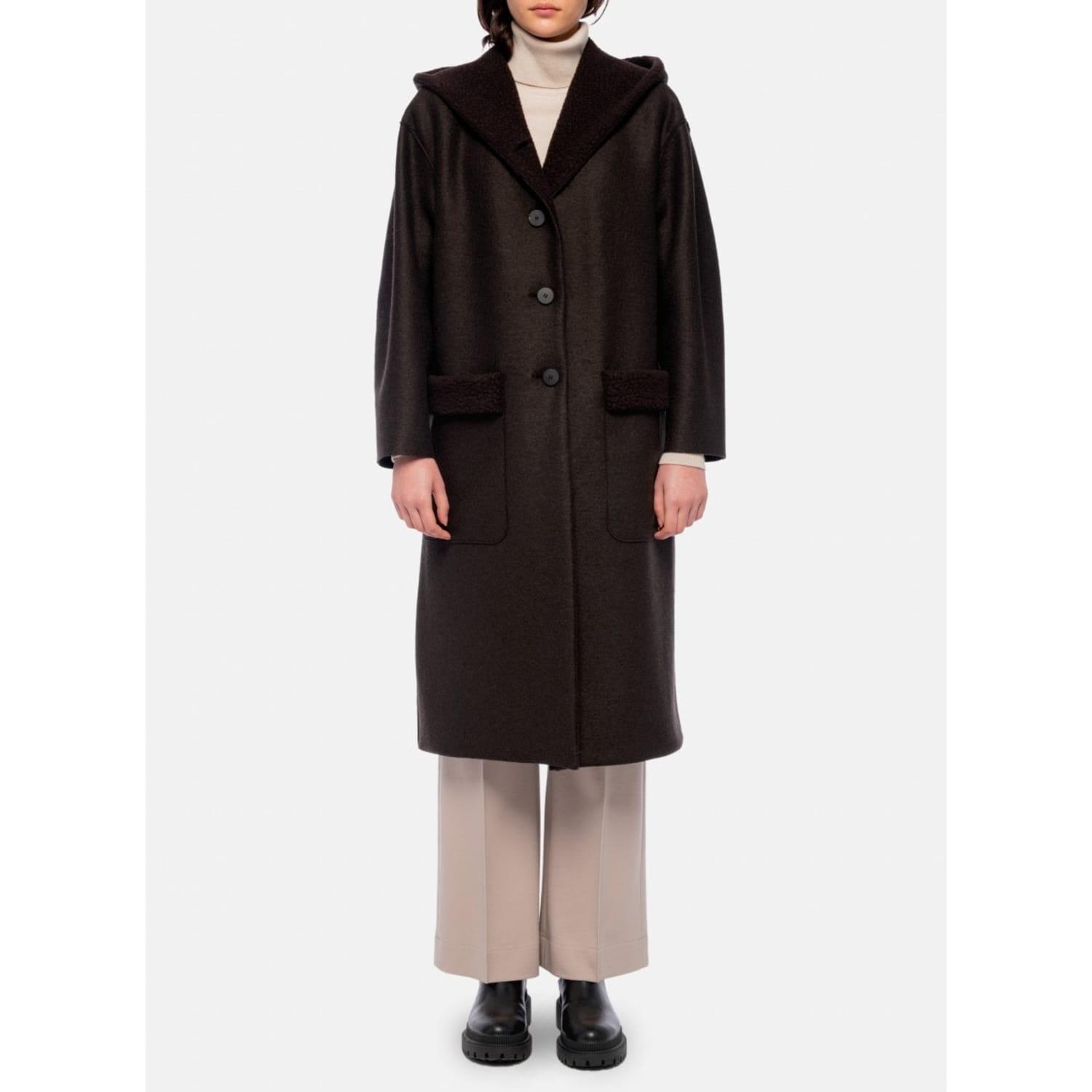 Harris Wharf London Black Wool And Boucle Oversized Hooded Coat | Lyst