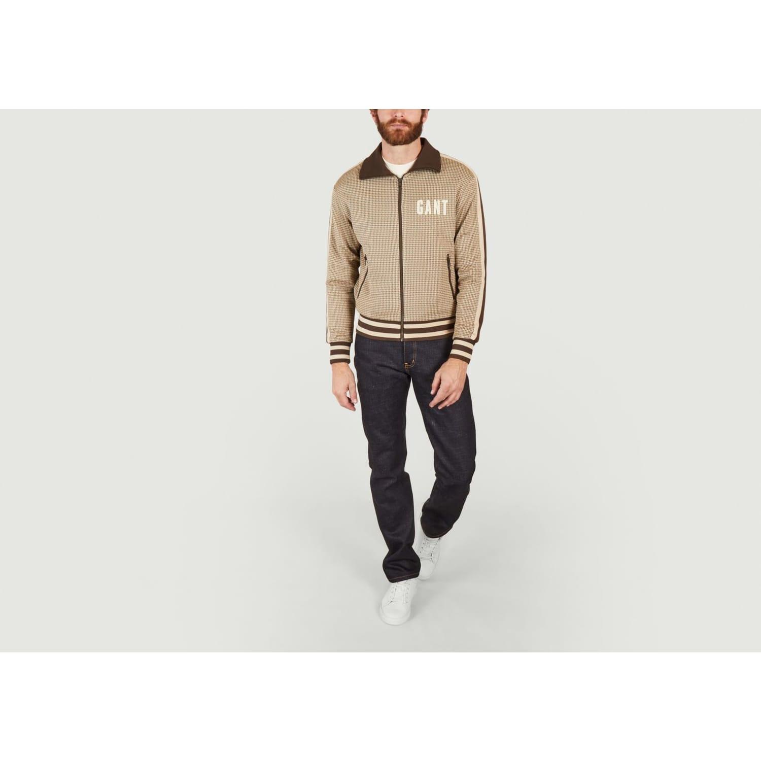 GANT Houndstooth Tracksuit Jacket in Brown for Men | Lyst