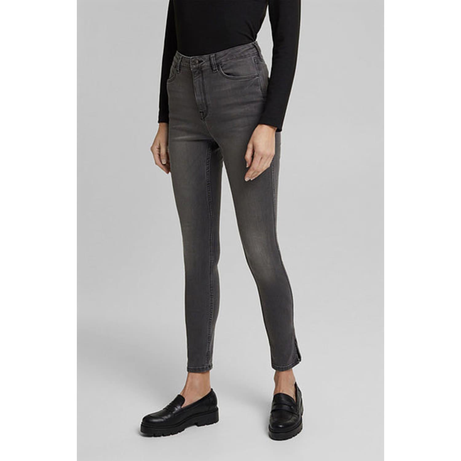 Esprit Grey Medium Washed High Waisted Recycled Skinny Jeans in Black | Lyst