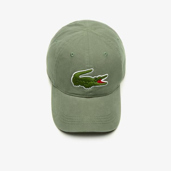 Lacoste Khaki Green Mens Gabardine Cap With Oversized Crocodile for | Lyst