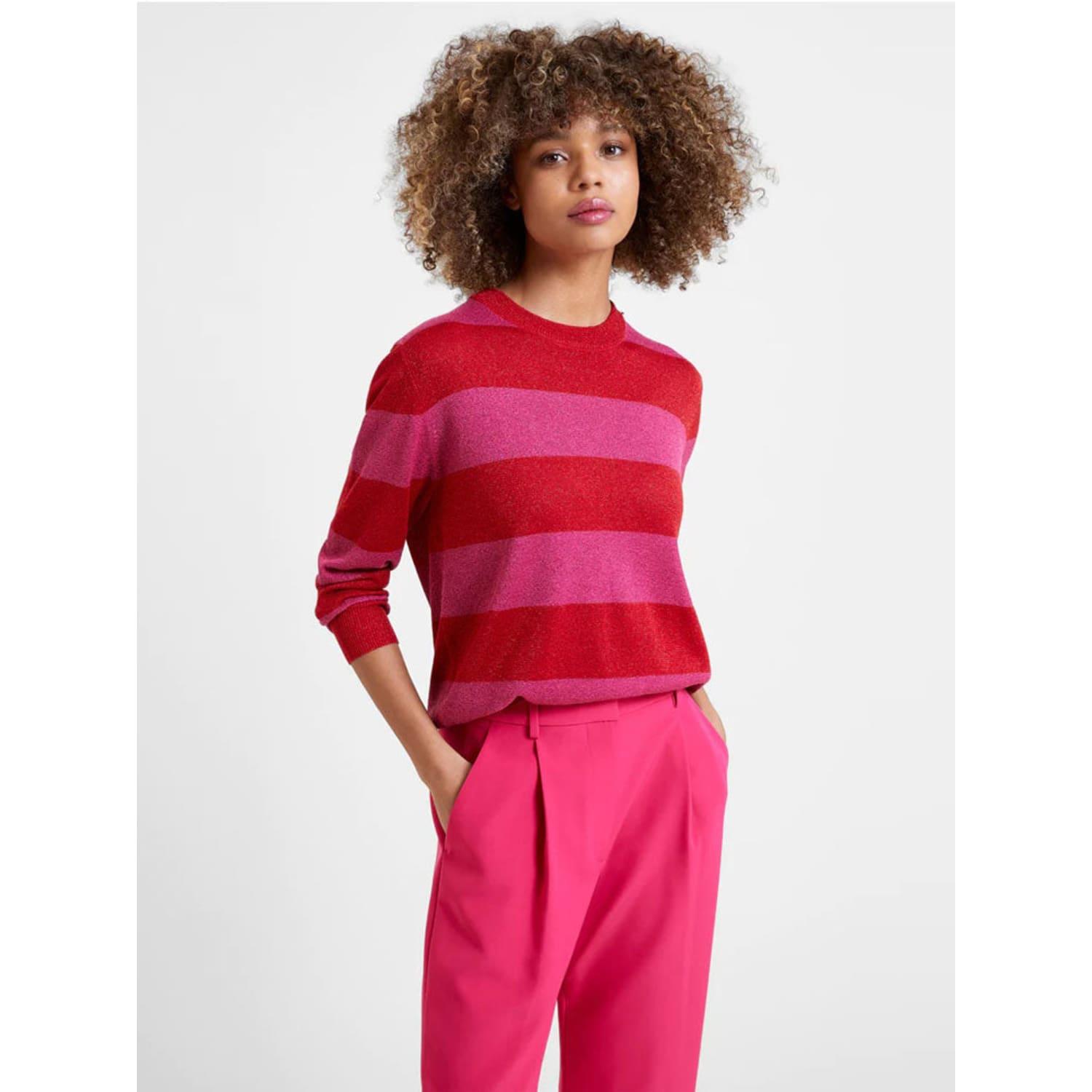 Great Plains Sparkle Stripe Jumper Christmas Rose Crimson in Red