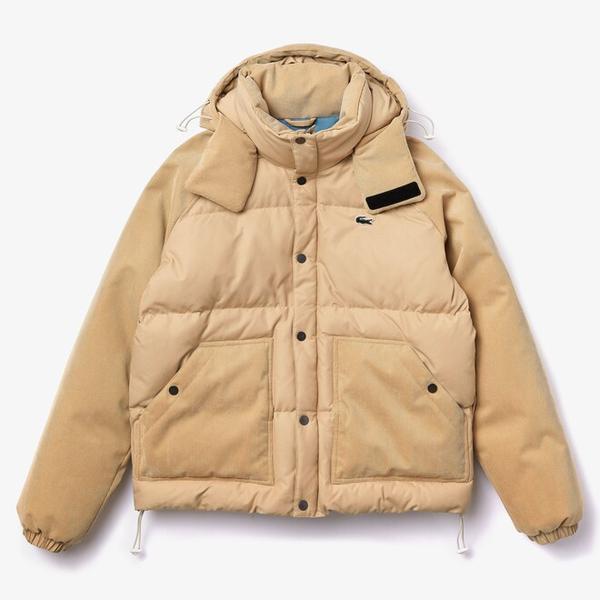 Lacoste Canvas Cord Down Jacket Beige in Natural for Men | Lyst
