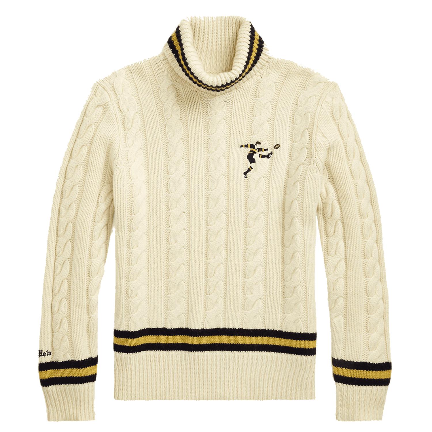 Polo Ralph Lauren Cable Knit Wool Blend Turtleneck Sweater Cream in Natural  for Men | Lyst