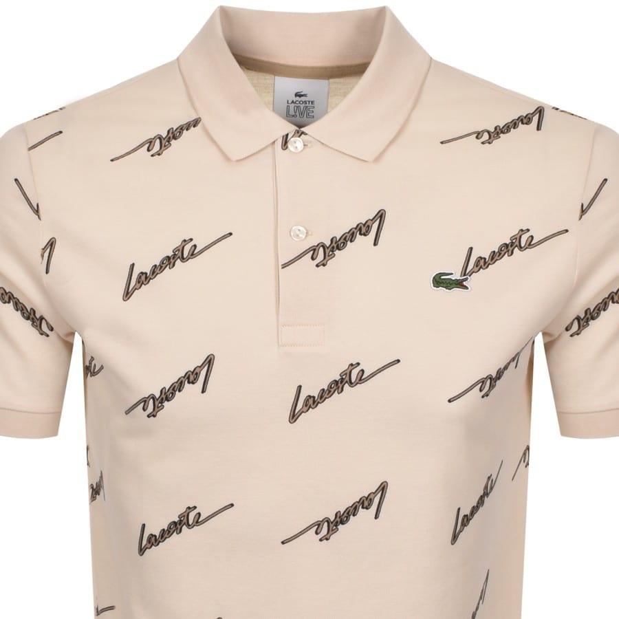 Lacoste Live Signature Polo Shirt Beige in Natural for Men - Lyst