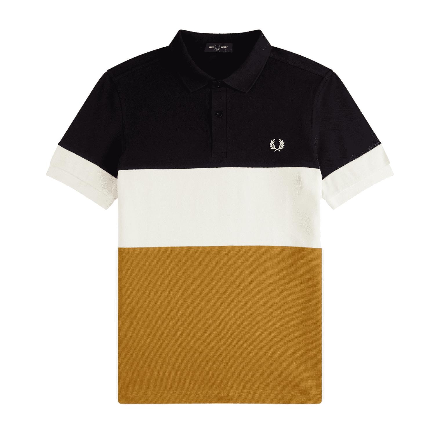 Fred Perry Colour Block Polo Shirt Dark Caramel for Men | Lyst