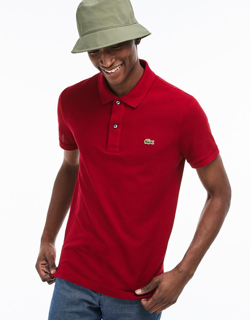 Lacoste Bordeaux Cotton Slim Fit Polo Shirt in Red for Men - Lyst