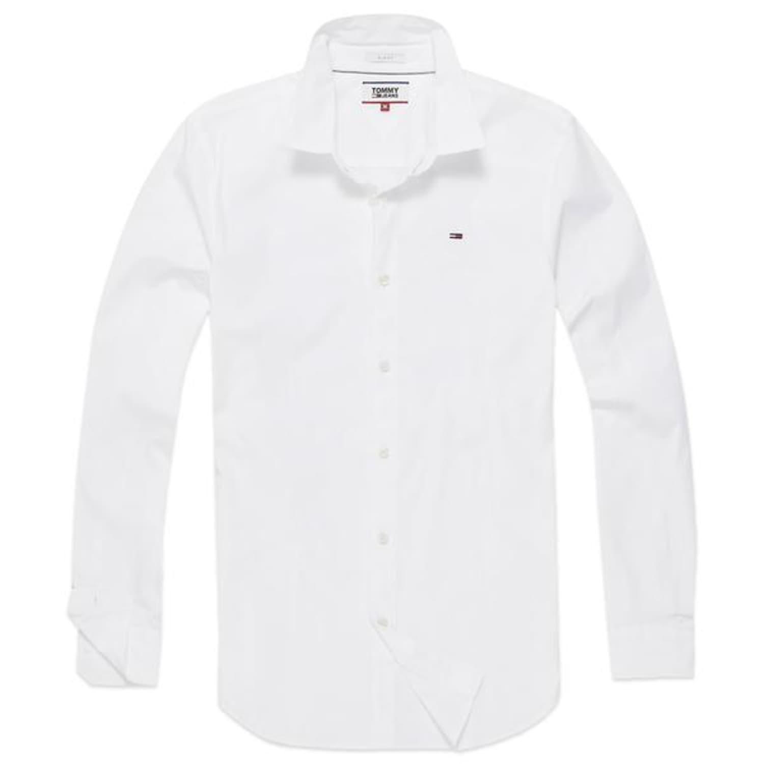 Tommy Hilfiger Original Flag Stretch Long Sleeve Shirt White for Men | Lyst