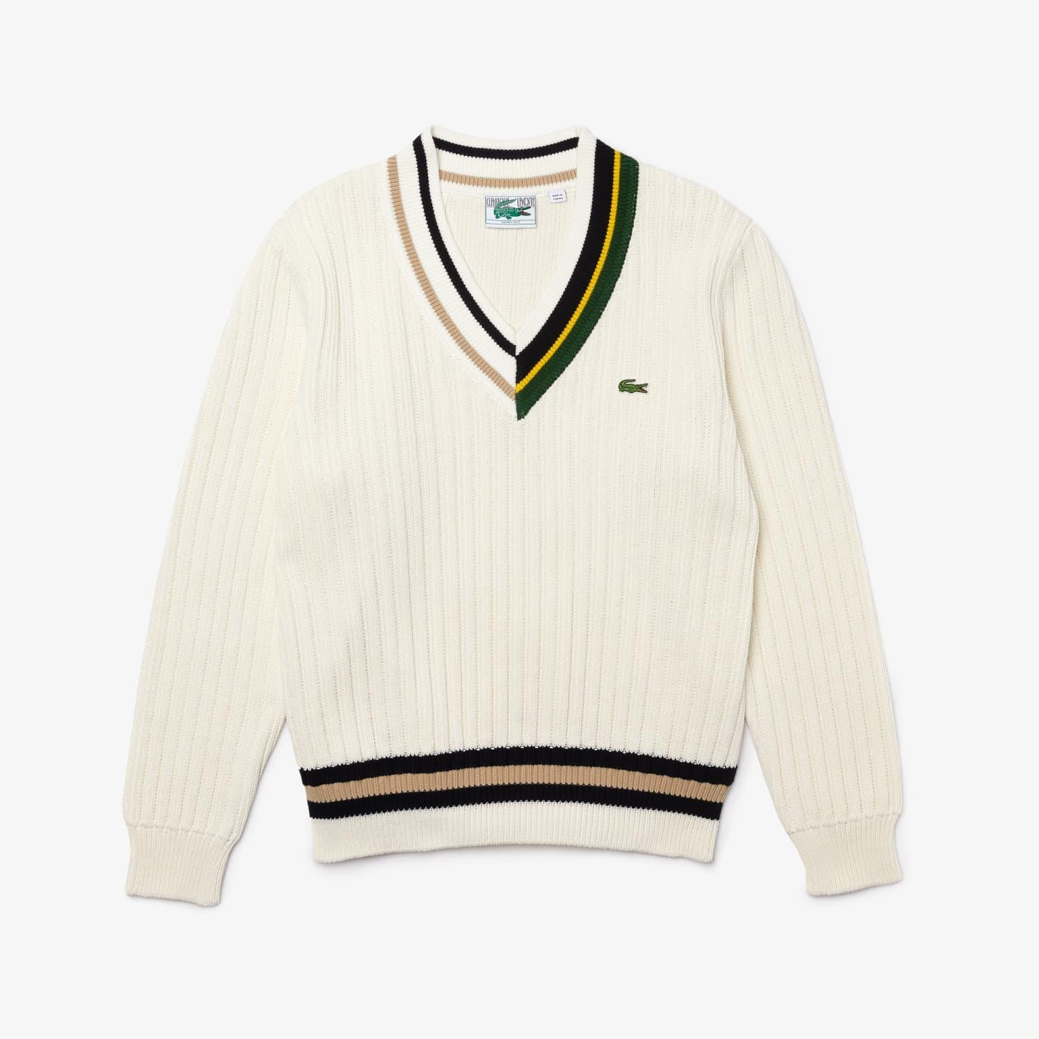 Lacoste Jersey New Classic In Corrugated Knitted With Colorful Details And  Peak Neck for Men