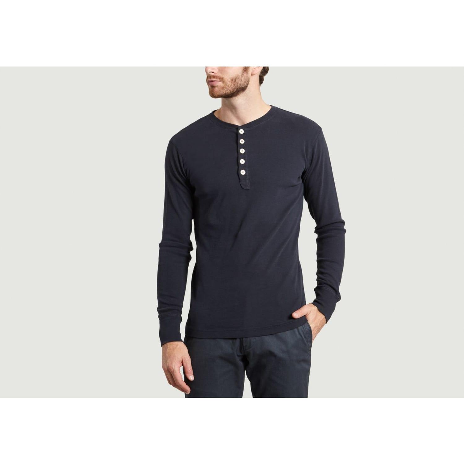 Knowledge Cotton Apparel Navy Blue Total Eclipse Henley T Shirt for Men |  Lyst