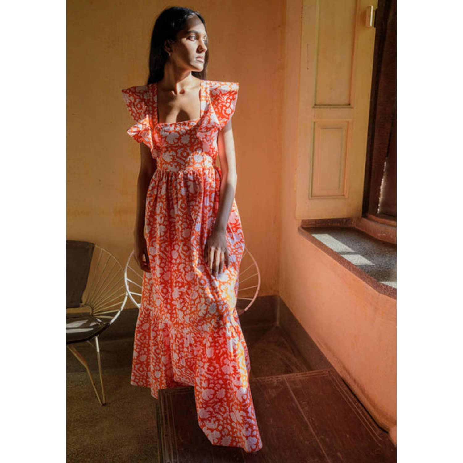 SZ Blockprints Charlotte Dress in Orange | Lyst