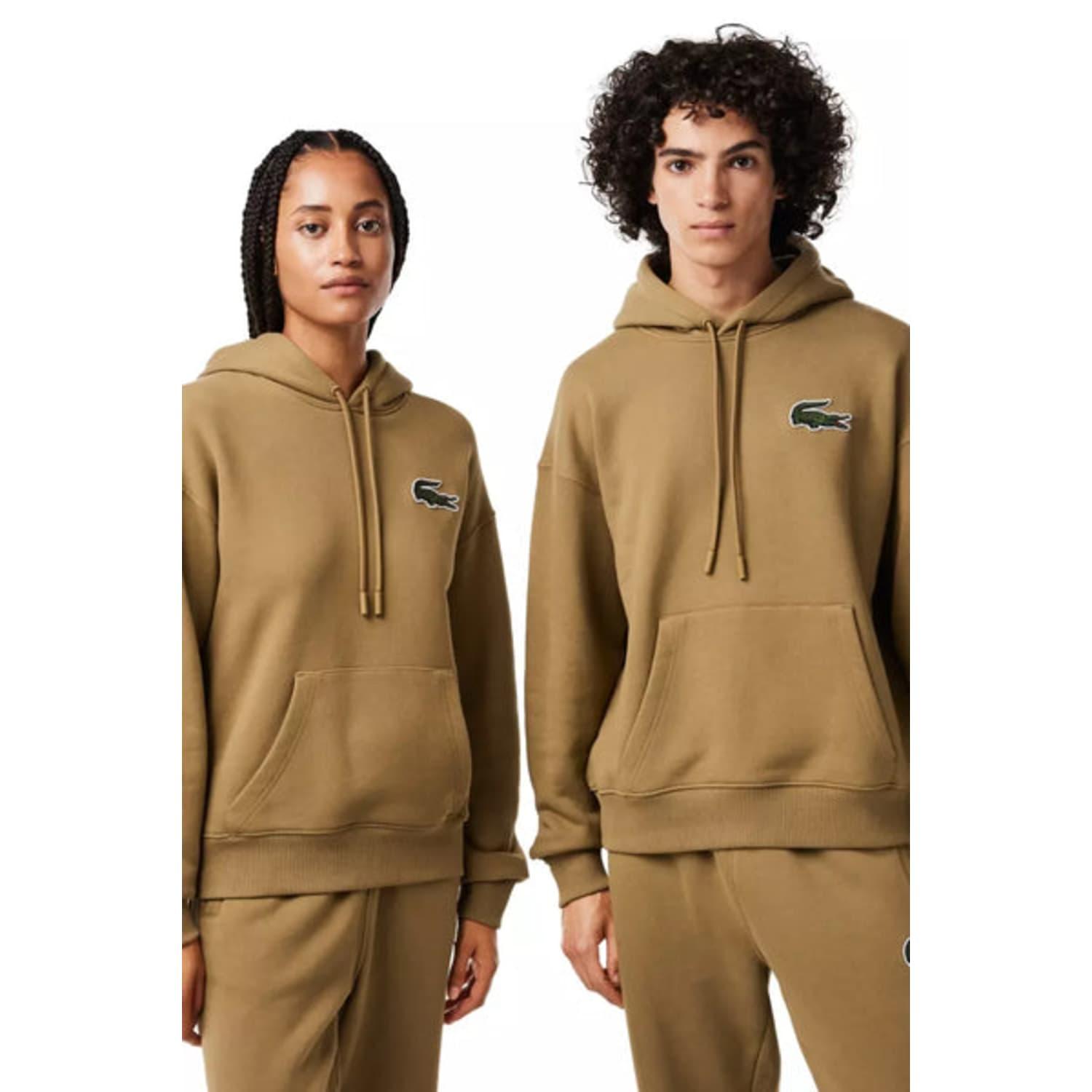 Lacoste Unisex Brown Oversize Hooded Sweatshirt in Green | Lyst