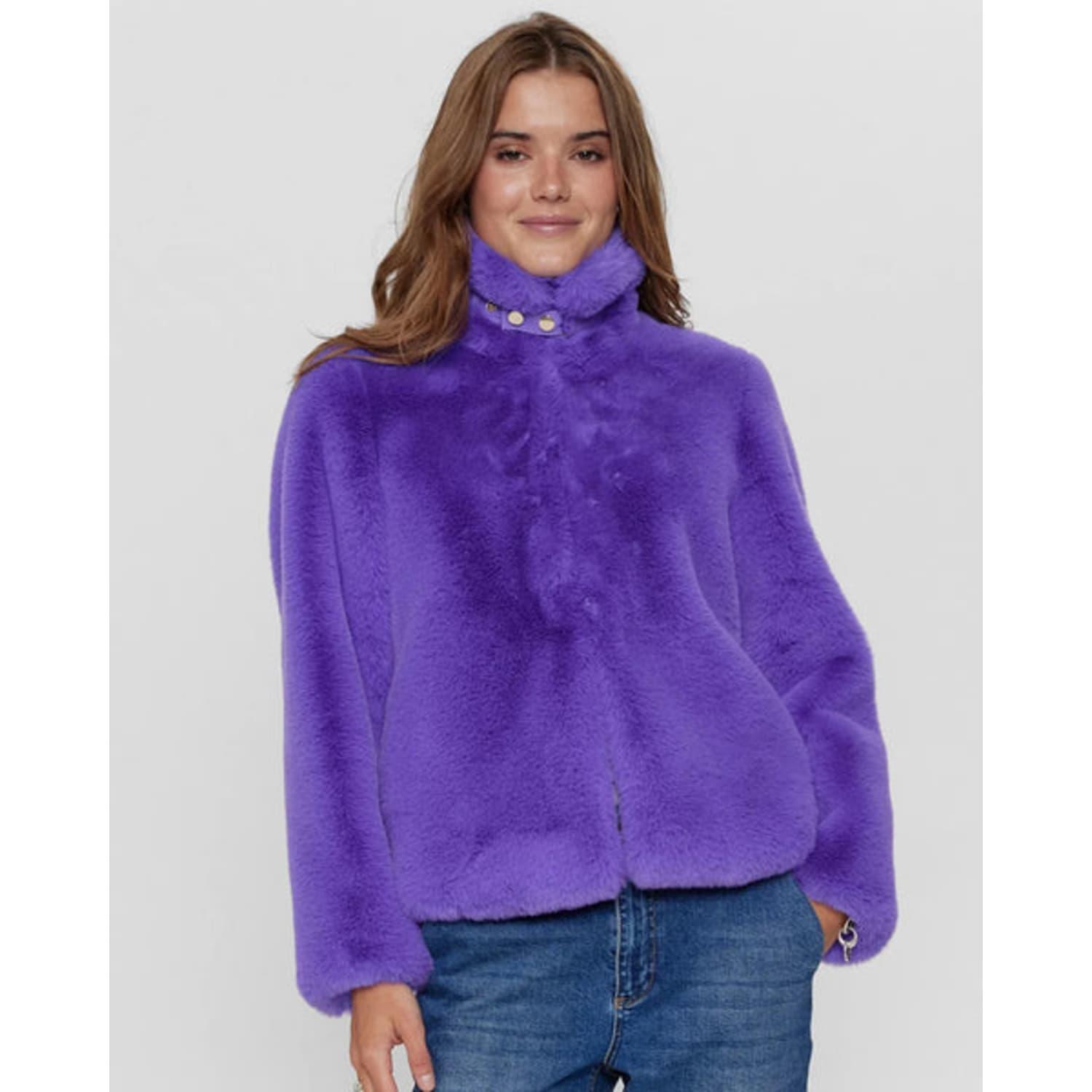 Numph Nuwinda Purple Faux Fur Jacket | Lyst