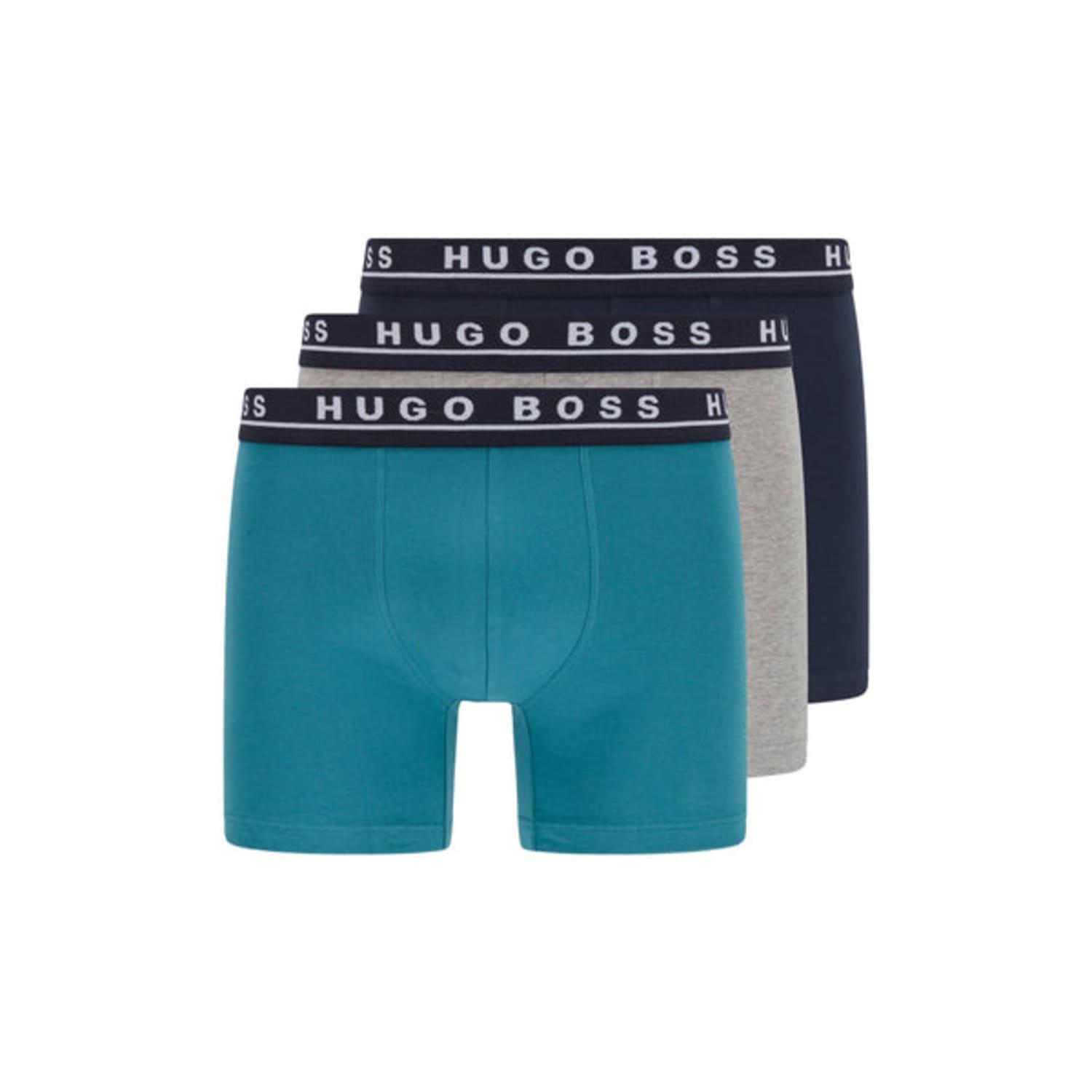 BOSS by HUGO BOSS Pack Of 3 Turquoise Grey And Navy Stretch Cotton Boxer  Briefs in Blue | Lyst