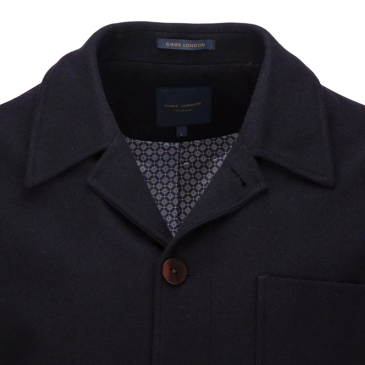 Guide London Wool Overshirt Jacket in Blue for Men | Lyst