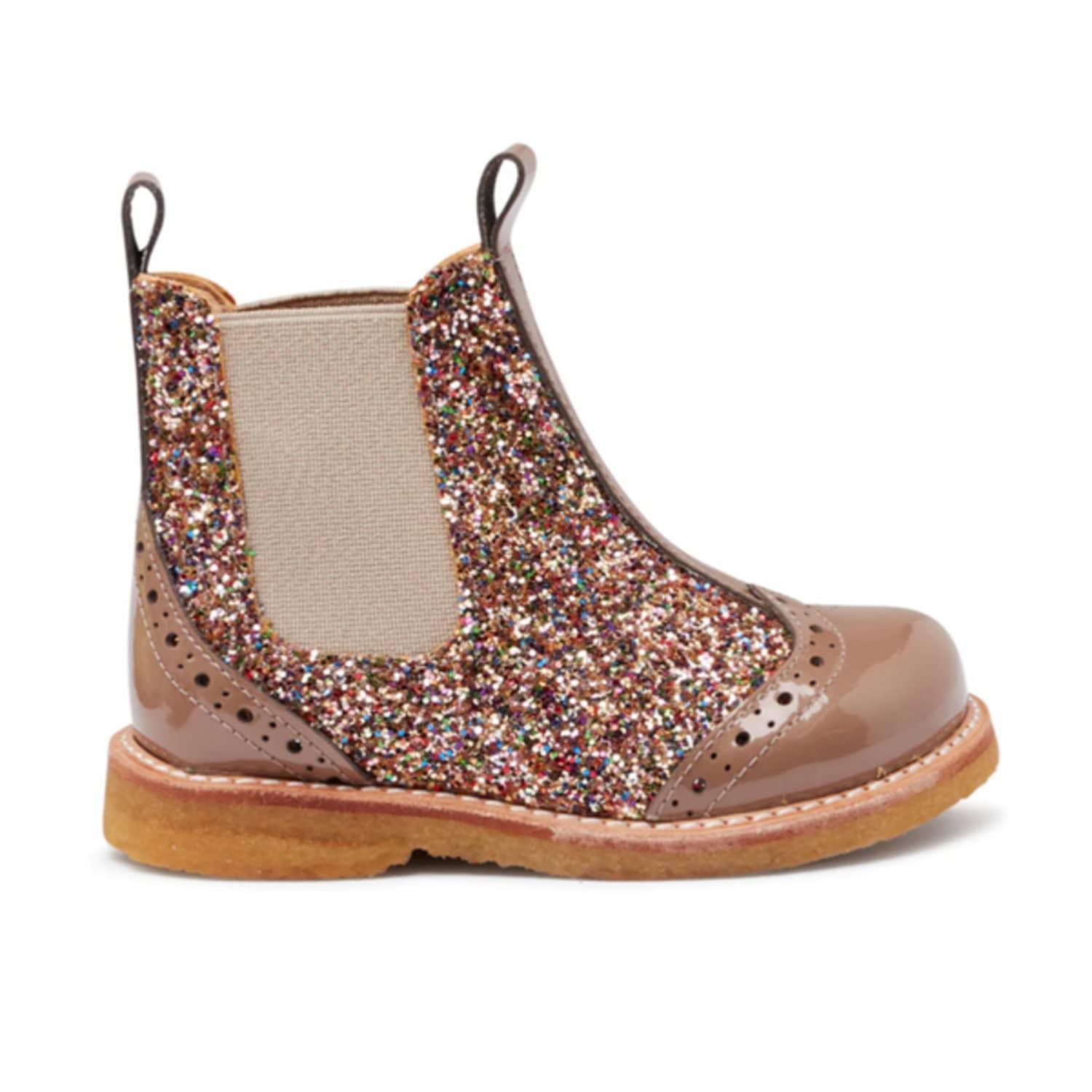 ANGULUS Glitter Chelsea Boot Brogue Pattern in Brown | Lyst