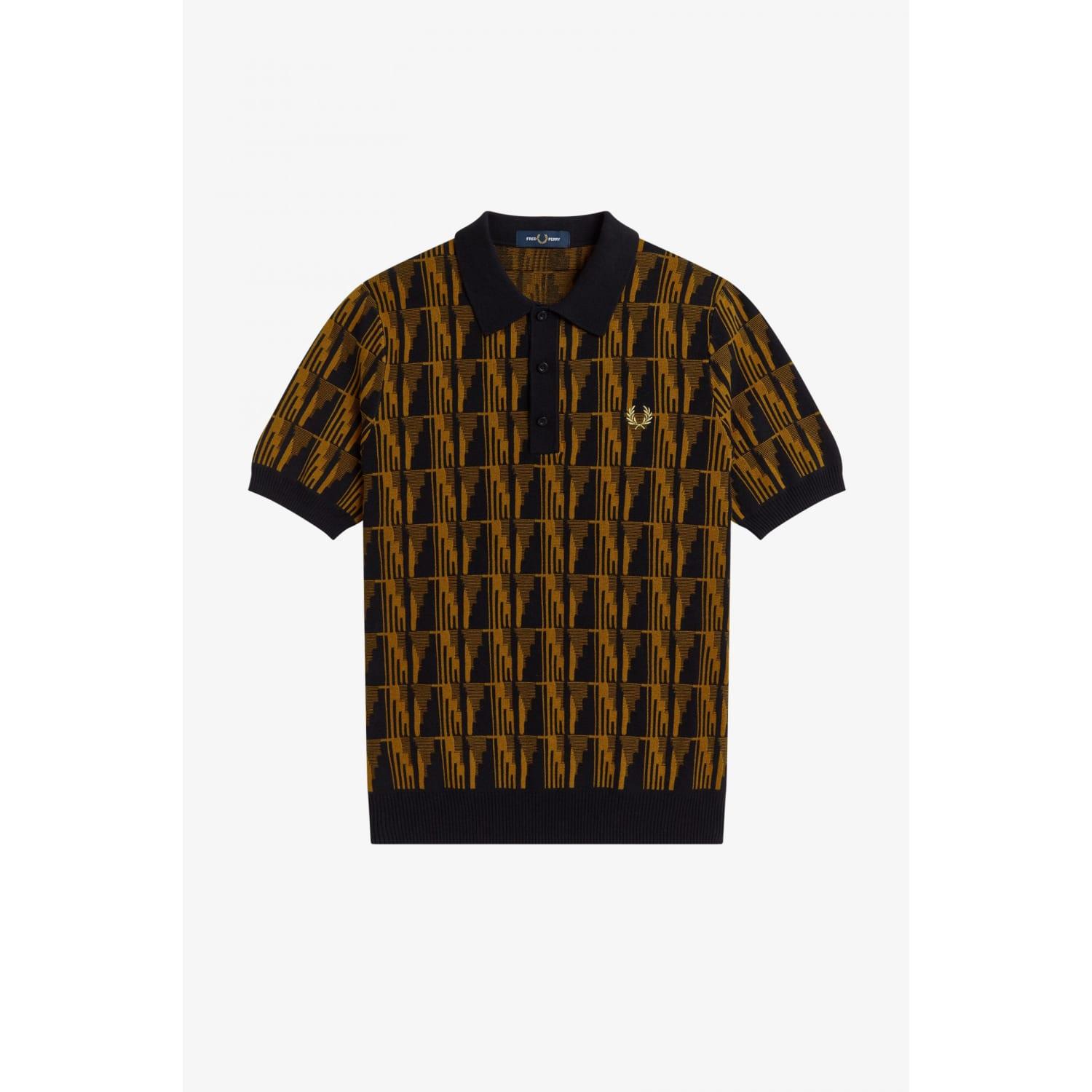 Fred Perry Jacquard Knitted Shirt in Brown for Men | Lyst