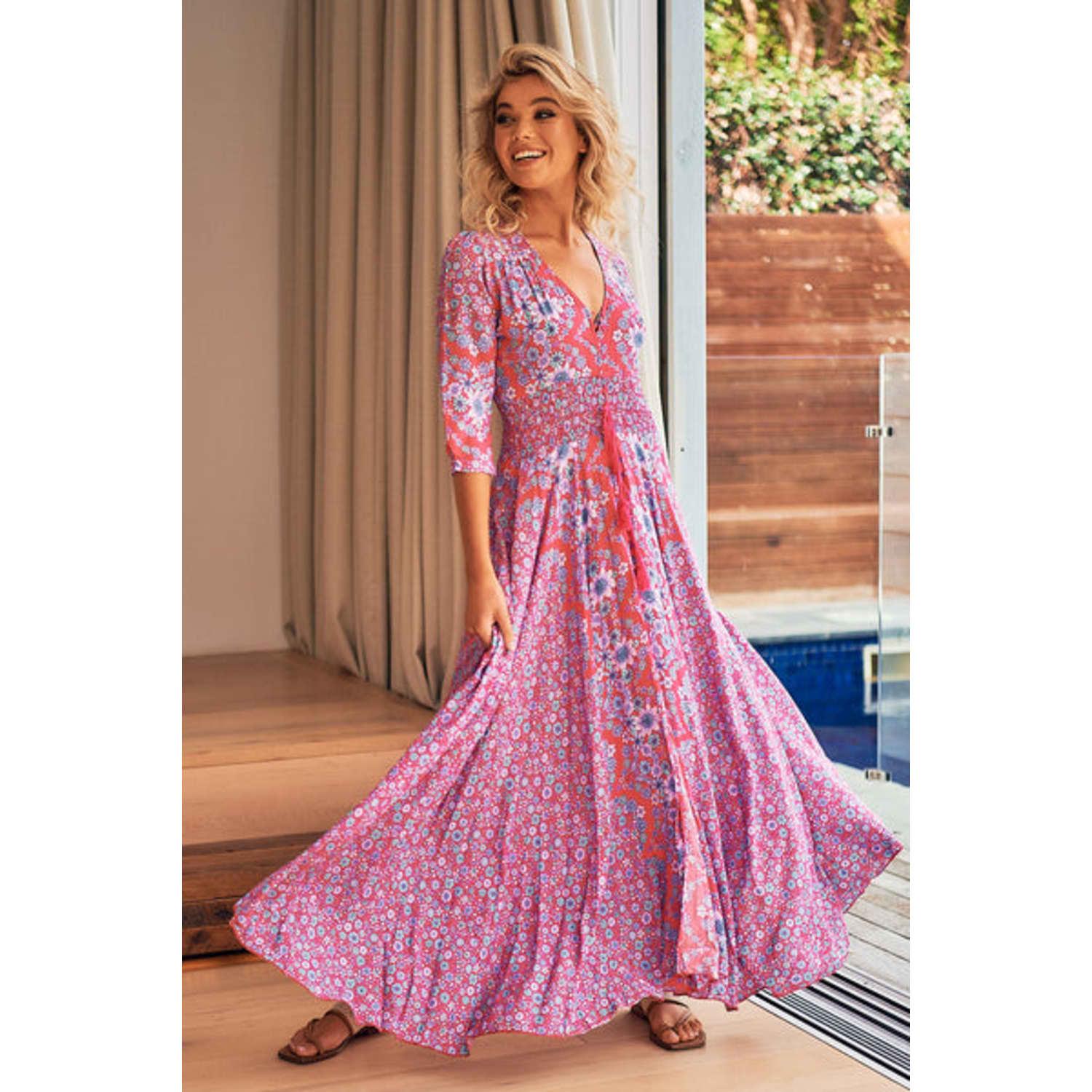 Jaase Blue And Pink Butterfly Print Indiana Maxi Dress | Lyst