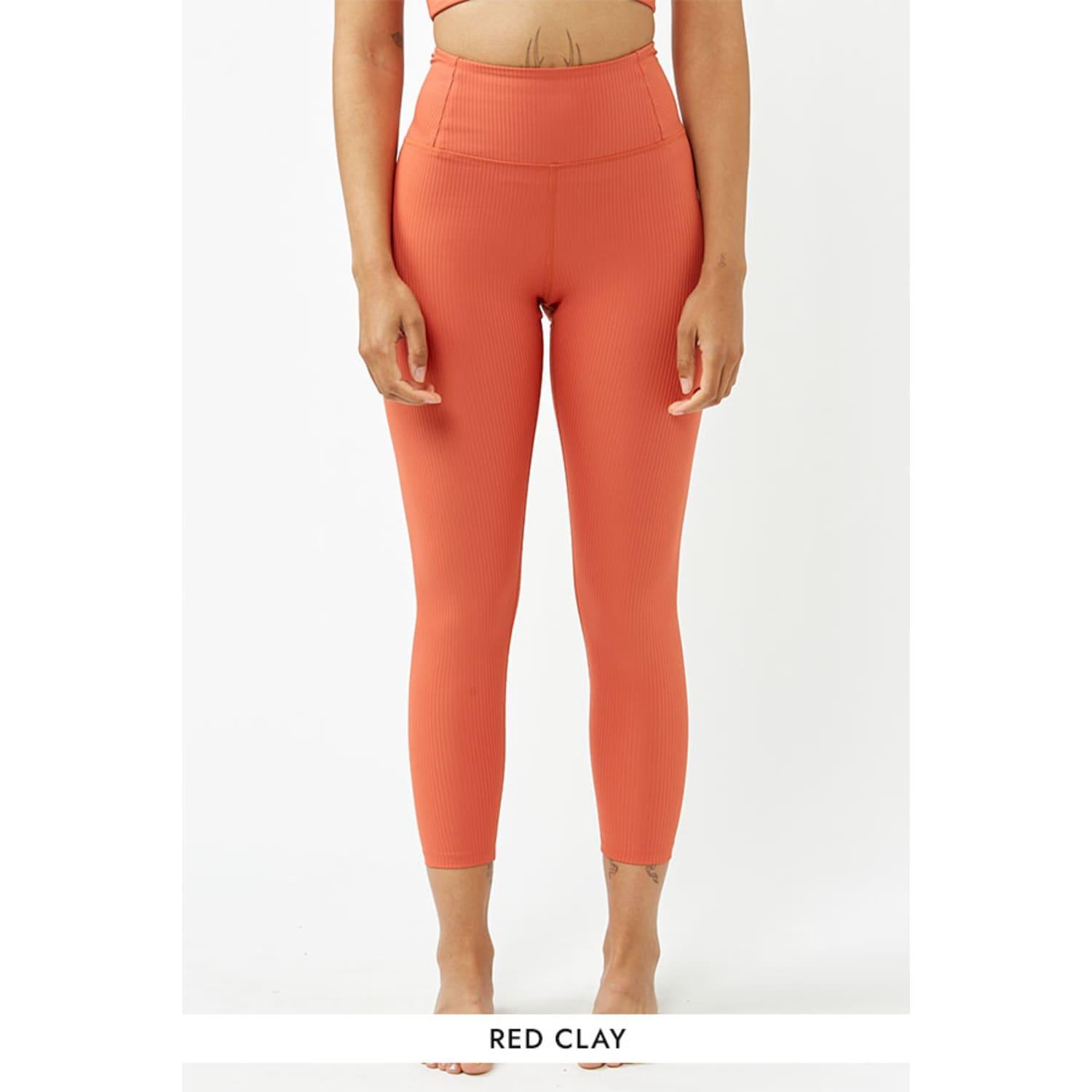 GIRLFRIEND COLLECTIVE Rib High Rise 7/8 Leggings in Red