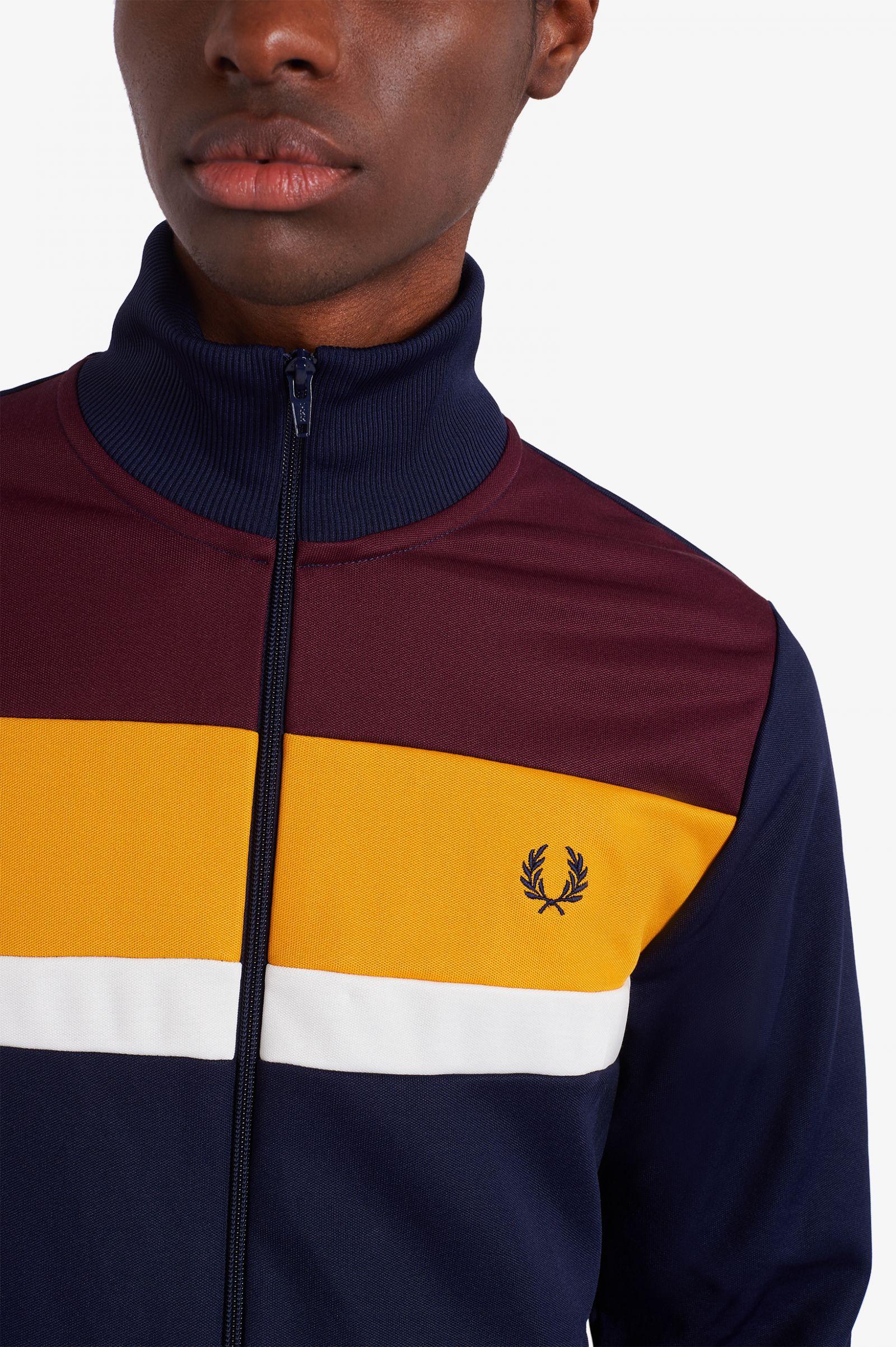 Fred Perry Carbon Blue Color Block J9543 266 Track Jacket for Men - Lyst