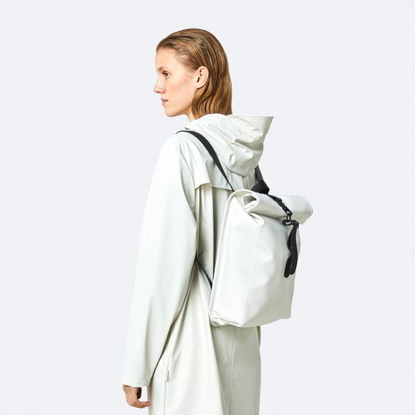 Rains Rolltop Backpack Mini Off White | Lyst