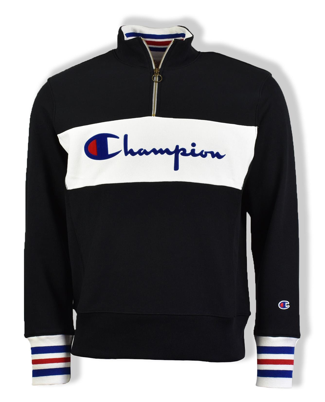 half black half white champion hoodie