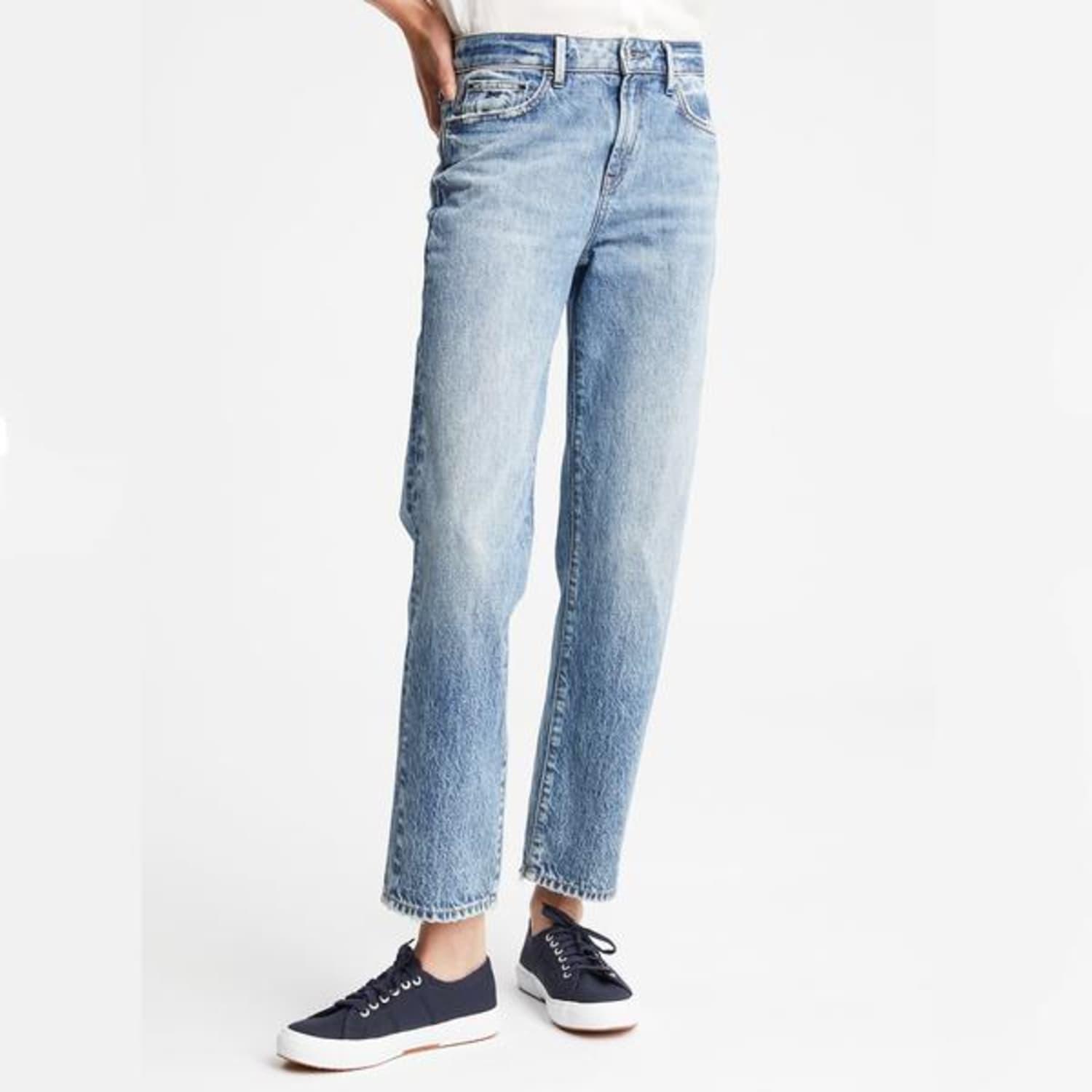Denham The Jeanmaker Bardot Straight Leg Jeans Stonewash Blue | Lyst