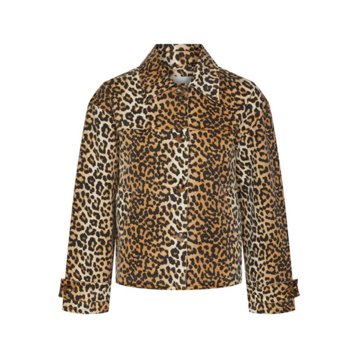 Ichi Leonora Leopard Jacket in Brown | Lyst
