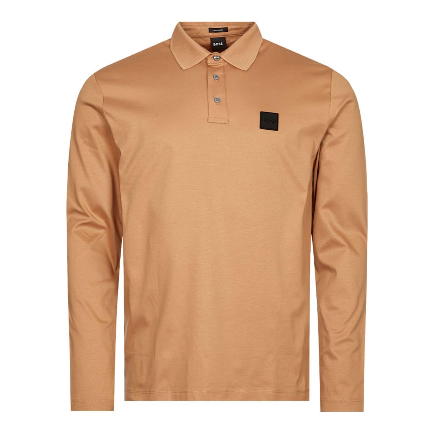 BOSS by HUGO BOSS Long Sleeve Pado Polo Shirt in Brown for Men | Lyst