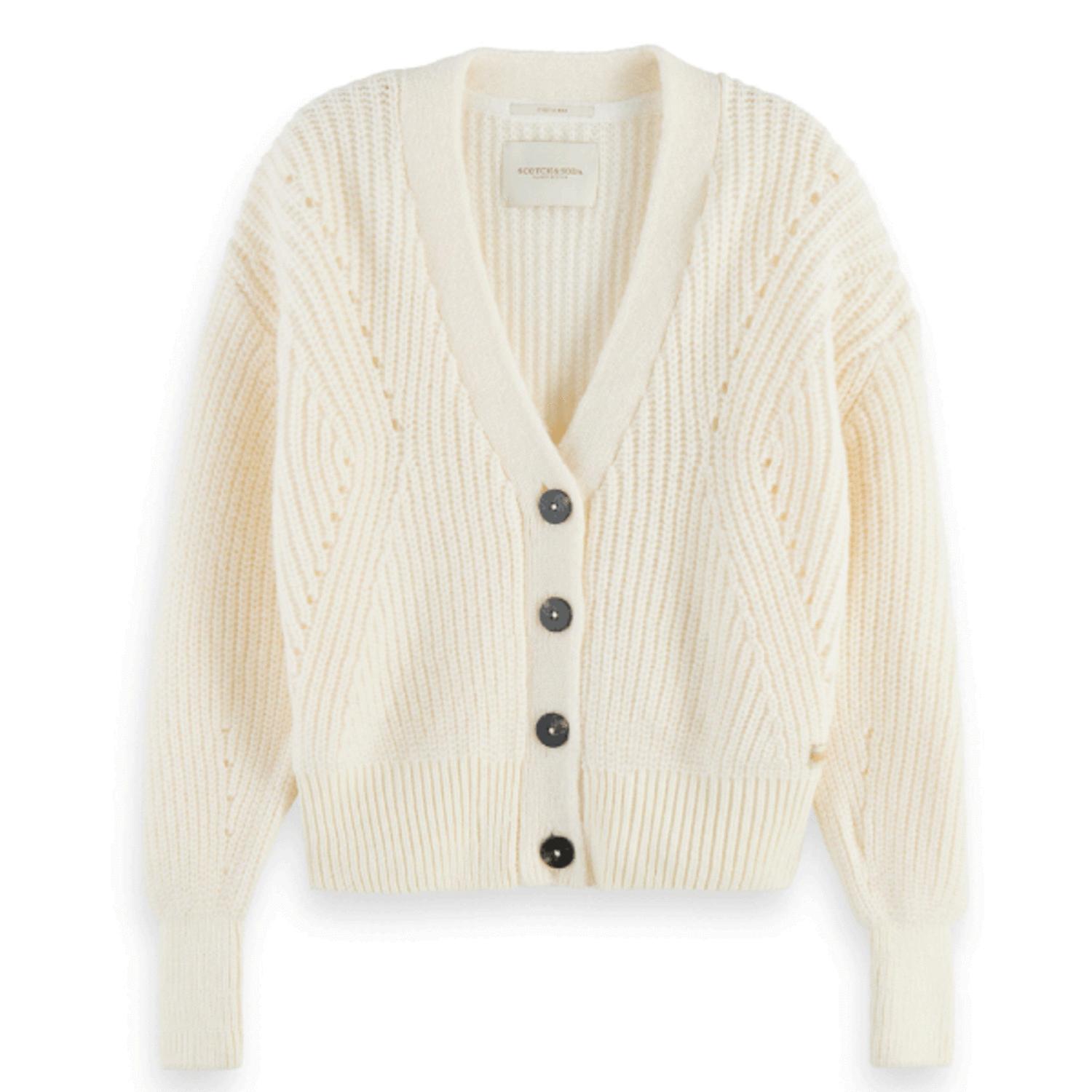 Scotch & Soda Off White Chunky Creme Cardigan | Lyst DE