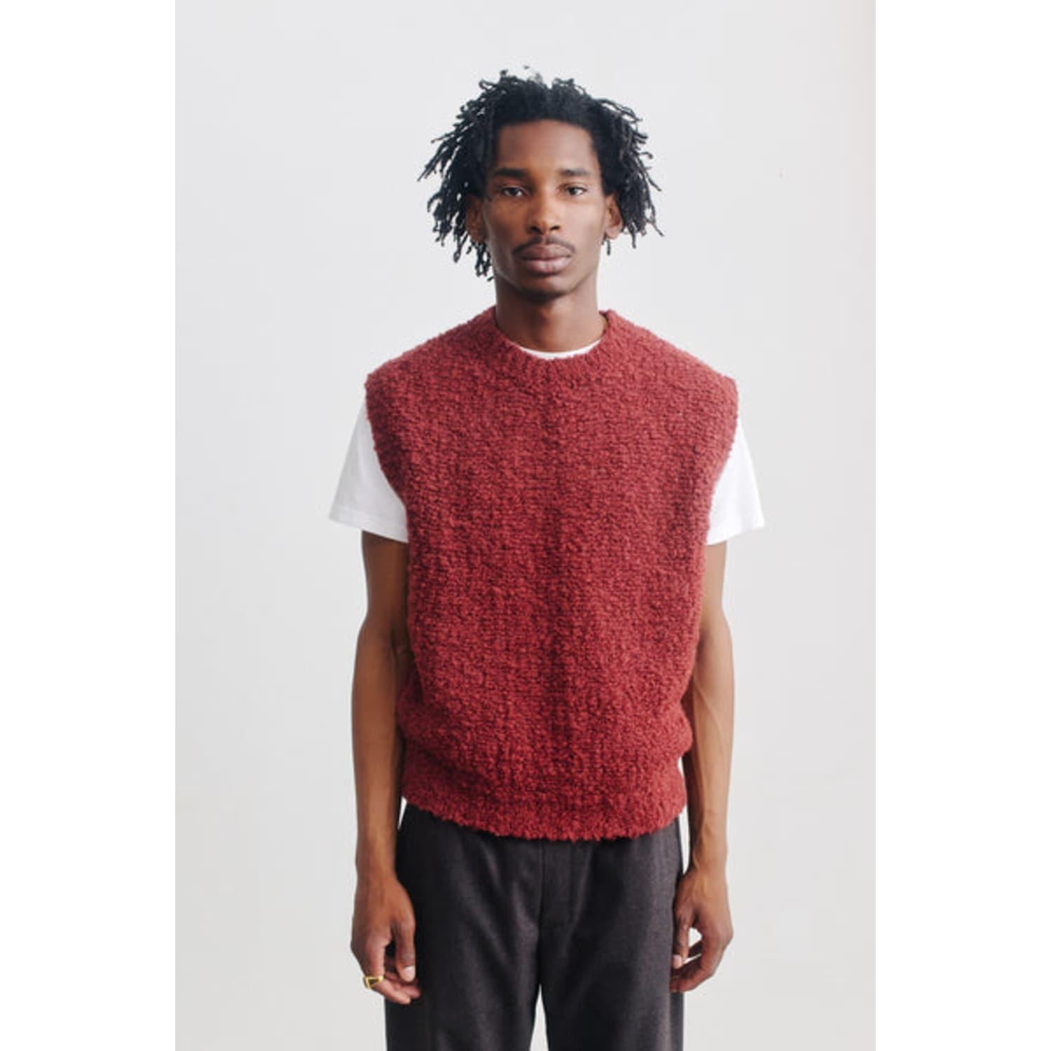 Red wool shop vest mens