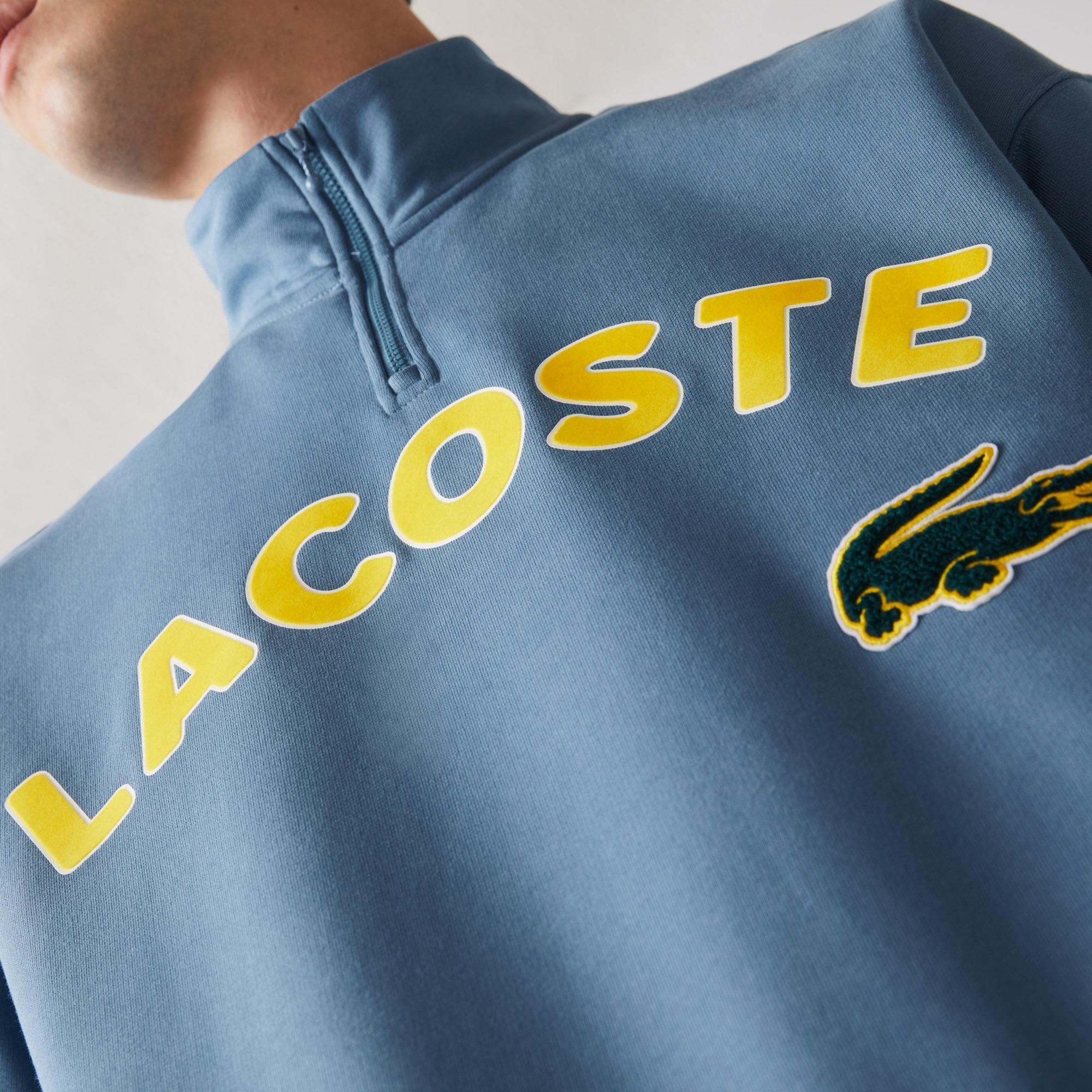 Lacoste Live Loose Fit Branded Cotton Fleece Sweatshirt Blue for Men - Lyst