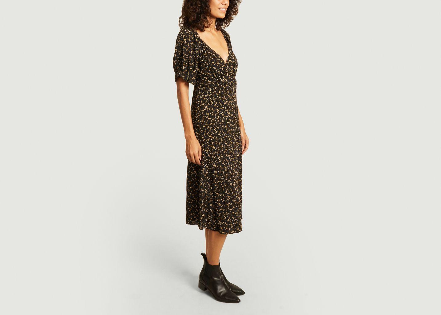 Ba&sh Synthetic Eden Flower Print Midi Dress in Black - Lyst