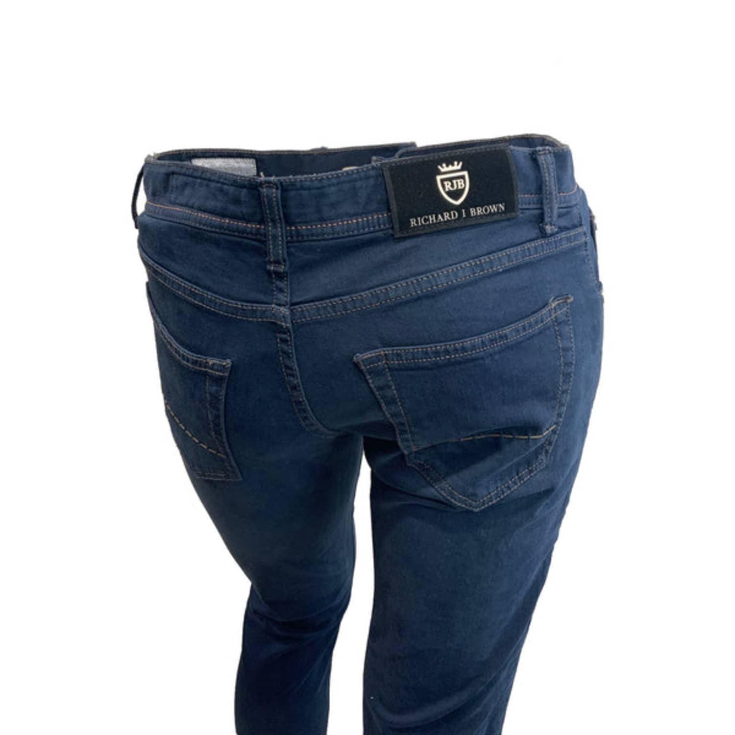 richard j. brown Dark Blue Cotton And Linen Slim Fit Stretch Jeans for Men  | Lyst