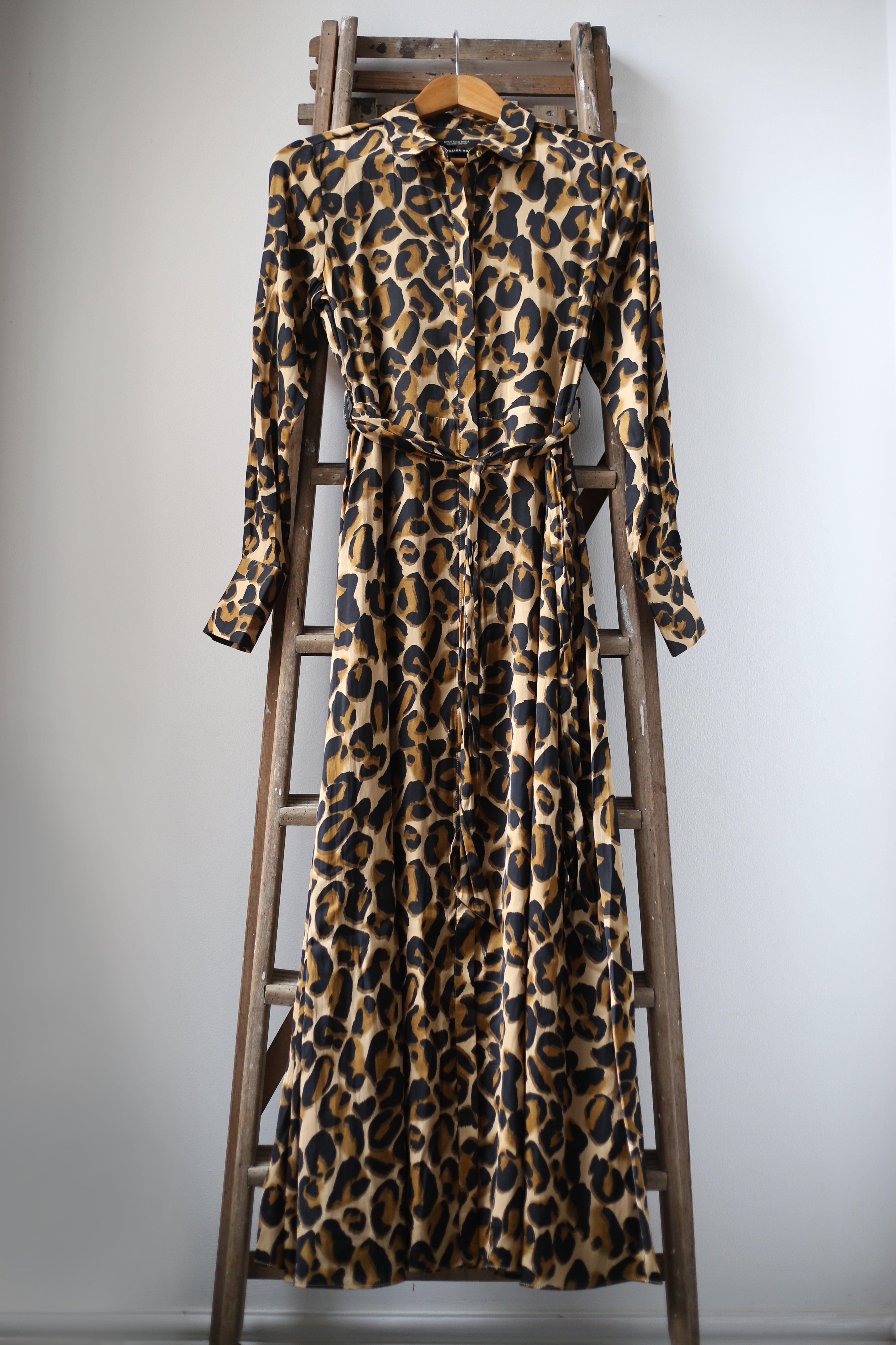 Scotch & Soda Leopard Print Belted Maxi Dress | Lyst