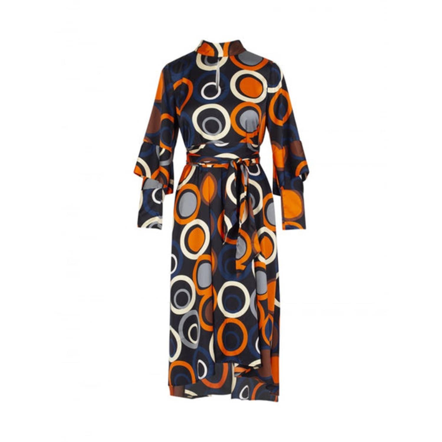 Anonyme Long Sleeve Circle Print Dress in Blue | Lyst